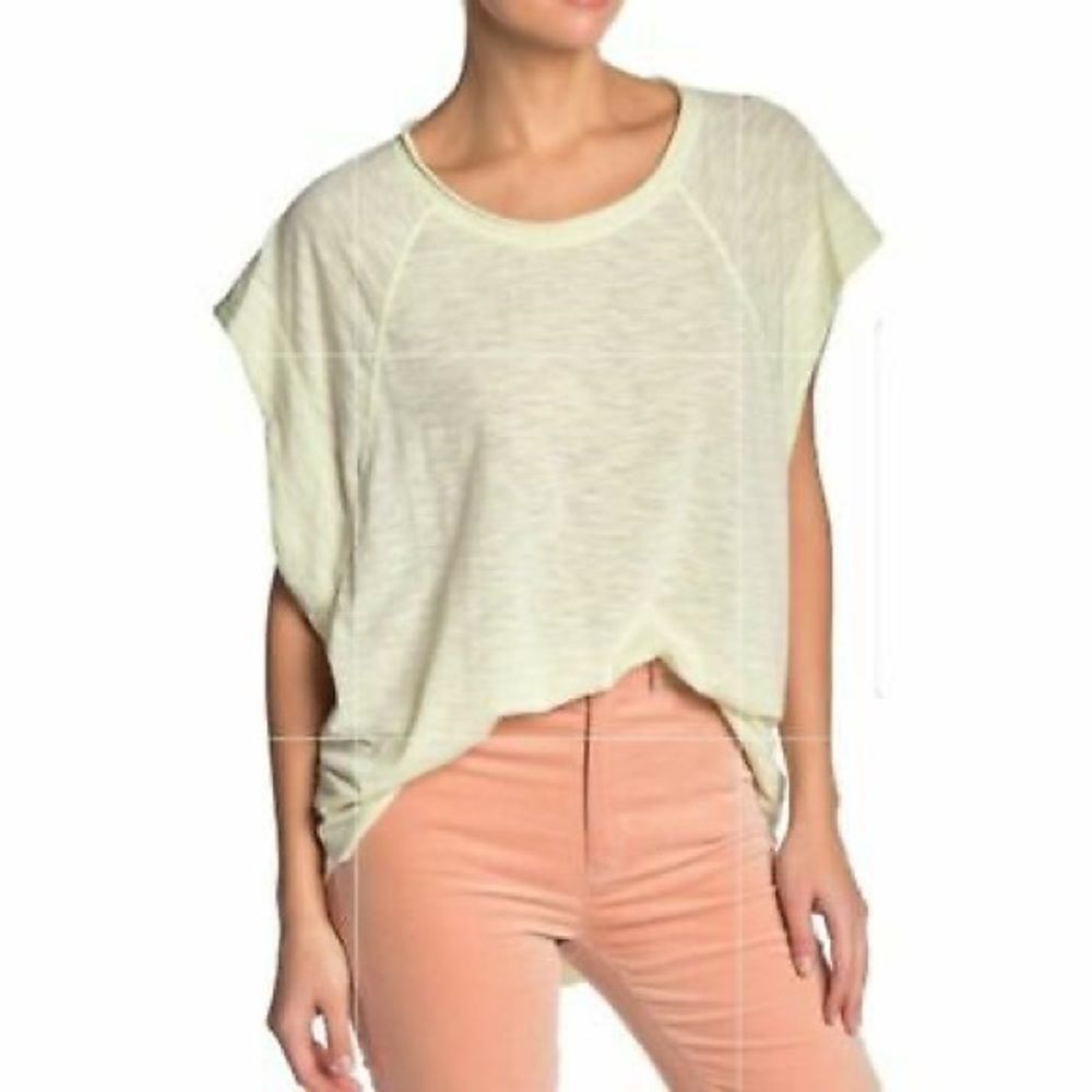 Free People Halo Dolman Sleeve Tee Loose Fit Neon Lime Shirt Women's Small NWT